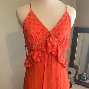 Orange High Low Flowy Dress